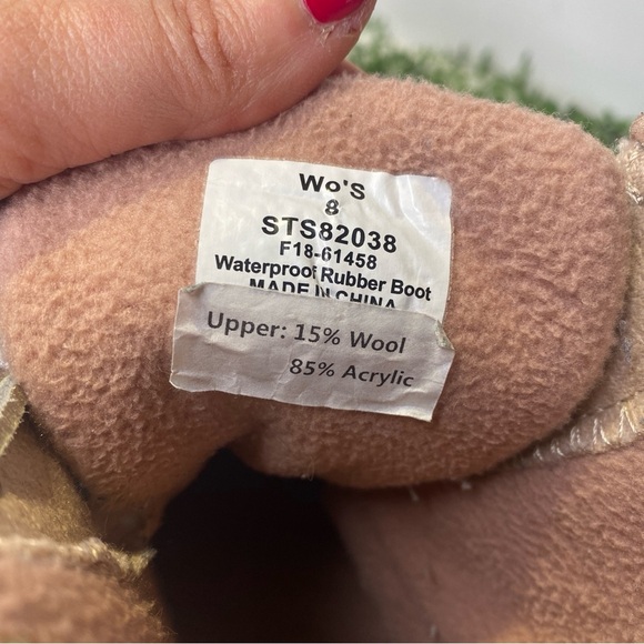 Sperry Top-Sider Saltwater Rain Duck Boots Rose Pink Size 8 Wool Emboss Lining - Picture 9 of 10